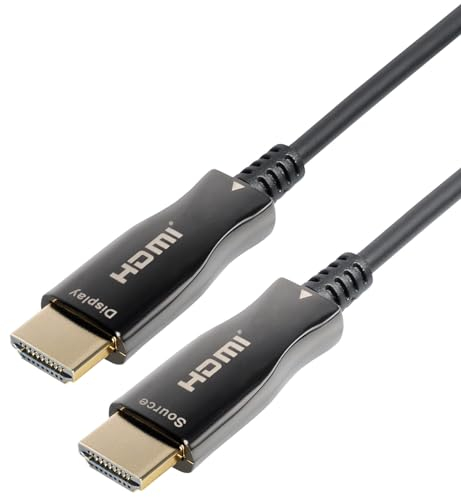 MAXTRACK aktives HDMI® Glasfaser Kabel mit Ethernet C508-50ML - HDMI 2.0, 4K UHD, 4K@60Hz, 3D, HDR, HDCP 2.2, YUV 4:4:4, mit optischem Wandler, bis zu 100m Reichweite