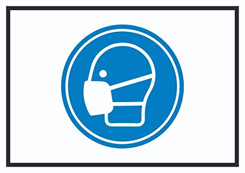 HB-Druck Mundschutz tragen Schild mit Symbol A1 Rückseite selbstklebend