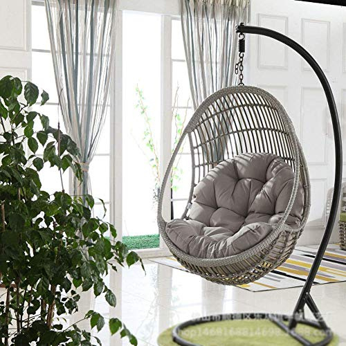 WEIGE Coussin de Chaise Oeuf Suspendu épaissir sans Support Coussin de siège de balançoire nid de Chaise Suspendue Dossier avec Oreiller Gris Clair 90x120x15cm (35x47x6inch)