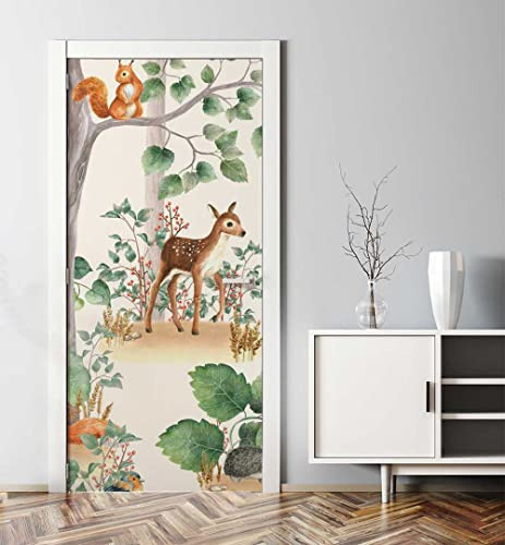 MyMaxxi Türtapete selbstklebend - Einteilige Türfolie 90x200 cm - Motiv: Waldtier Zeichnung Türklebefolie zum verschönern & bekleben der Tür - Türaufkleber aus Klebefolie
