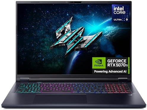 acer Predator Helios Neo 18 AI PHN18-72 Gaming Laptop - Intel Core Ultra 9 275HX, 16GB, 1TB Gen4 SSD, NVIDIA GeForce RTX 5070Ti, 18 WQXGA 240Hz, Windows 11, Black