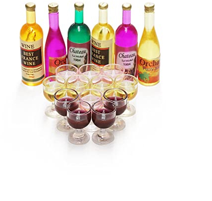 Odoria 1/12 Miniatura Bottiglie Vino 6Pz e Bicchieri 12Pz Accessori Casa delle Bambole