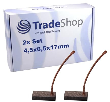 Trade-Shop Lot de 2 balais de charbon 4,5 mm x 6,5 mm x 17 mm pour de nombreux moteurs de voitures, camions, climatisation, ventilateur, essuie-glace, lève-vitre, pompe à eau