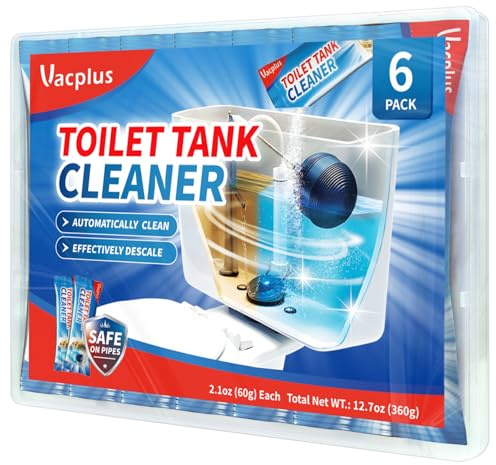 Vacplus Toilet Tank Cleaner - 6 Pack Automatic Descaler Tablets, Powerful Mold & Rust Remover, Long-Lasting Bowl Cleaning Solution