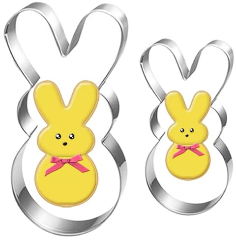 UKoosien Easter Bunny Cookie Cutters Set-2 Pieces-Large 10 cm Small 8 cm-Easter Spring Bunny Cutter for Children