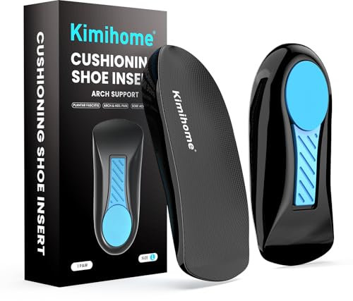 Kimihome Plantillas para aliviar la fascitis plantar, plantillas antideslizantes 3/4 para zapatos con soporte de arco para mujeres y hombres, taloneras para aliviar el dolor de talón (L)