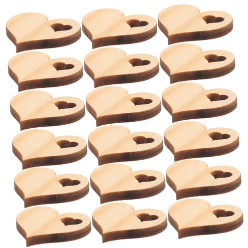 DIYEAH Holzherzen Scheiben 50 Stück Naturbelassenes Holz Basteln Selbstgemacht Handwerk Herzförmige Holzplättchen für Hochzeitsdekoration Kartenherstellung und Geschenkboxen