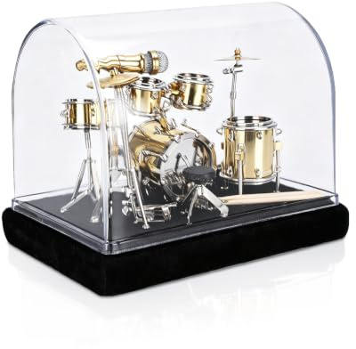 Jwthee Mini modelo de batería, modelo de batería en miniatura, conjunto de batería de oficina, modelo de instrumento musical, modelo de tambor artesanal, mini kit de batería para