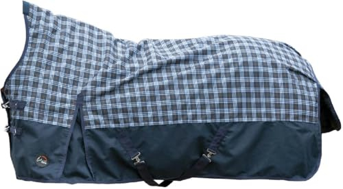 HKM Glasgow- 1200D mit Fleecefutter Highneckdecke, Dunkelblau Karo, 155
