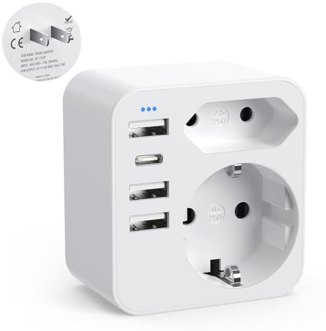 Reiseadapter Japan Steckdosenadapter, 6-in-1 Japan Adapter mit 3 USB 1 USB C(3.4A), Adapter Steckdose Typ A für USA, Kanada,Mexiko