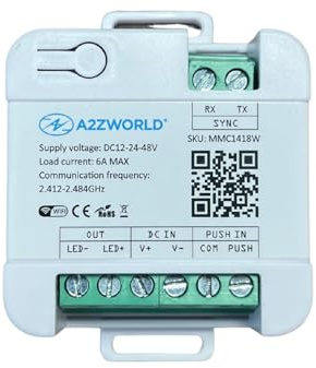 LED Dimmer WiFi 2.4G + Pulsante, 12V 24V 48V 6A, Compatibile Con TUYA e Smart Life, Controllo Smart APP/Voce/Pulsante, IP20