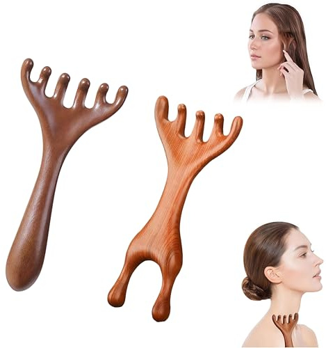 Xanthelle Scalp Massager 2 st Wooden Massage Comb Massage Comb, Massager för hårväxt, borstar för hårväxt, meridianterapikam i trä