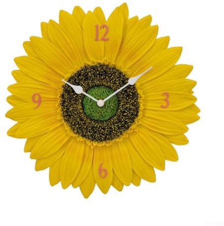 Orologio da parete in resina con girasole da 30,5 cm, impermeabile e resistente alle intemperie, per decorare terrazze, giardini, recinzioni e spazi abitativi interni