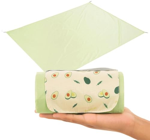 LIUZHUJ Tapis de Sol Camping Imperméable, Tapis de Pique-Nique Portable, Couverture Pique Nique avec Piquets, Vert, pour Le Camping, La Plage et Le Parc