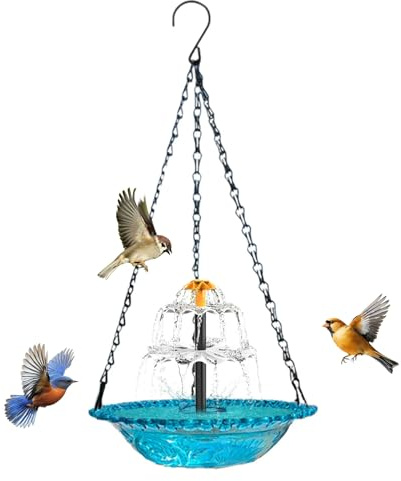 2026 Solar Cascade Hanging Bird Bath Fountain, 3 Layers Outdoor Water Feature for Hummingbirds, Outdoor Hanging Bird Bath with Solar Fountain, Hanging Bird Bath with Water for Outdoor, Gardens