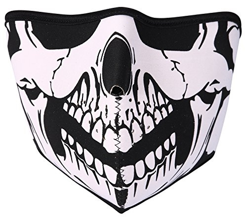 JewelryWe Schmuck Gotic Punk Motorrad Maske Sturmmaske Skimaske Tarnmaske Half Face Gesicht Maske Cosplay aus Leder