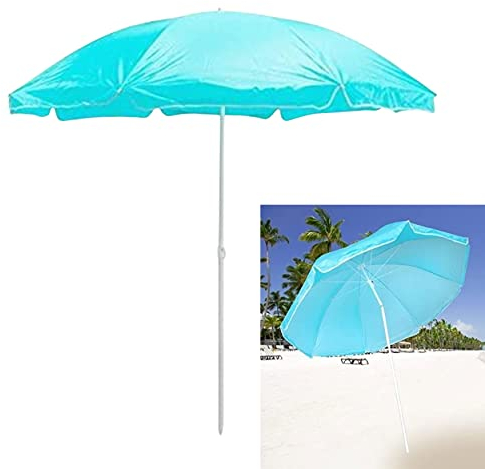 Premium Höhenverstellbarer Sonnenschirm (ø 160 cm) mit Knickgelenk - Sonnen Schirm für Balkon und Garten Strandschirm Balkonschirm Sonnenschutz rund Gelenk - Dunkelblau/Blau