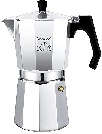 Cecotec Cafetière Italienne MokClassic. Aluminium fondu de Haute qualité, Convient pour cuisinières à gaz, électriques ou vitrocéramiques (Shiny, MokClassic 300)