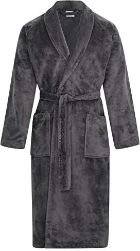 Floringo Luxus Bademantel mit Schalkragen Twin-Star super Soft für Damen und Herren 95° waschbar (Schiefer, XL)