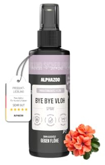alphazoo Bye Bye Vloh Spray für Hunde 100ml – mit Lavendel, Geraniol & Zitronen-Eukalyptus. Hilft gegen Flöhe, sanft zur Haut & ohne Alkohol. Natürlicher Schutz, pflegend & hautfreundlich