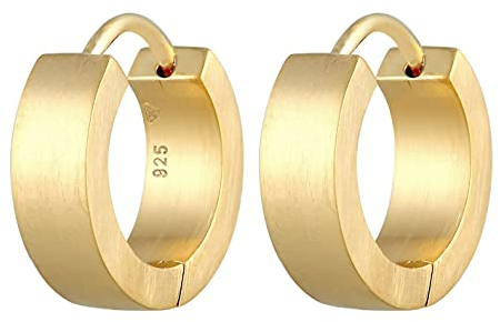 Kuzzoi Herren Ohrringe Creolen matt Klappcreolen (13mm) rund für Männer 1 Paar goldene Ohrhänger 925 Sterling Silber vergoldet