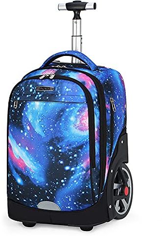 ANSIEDIO Schulrucksack mit Rädern, Schulrucksack für Kinder, mit großem Fassungsvermögen, Kinderkoffer, Trolleybox