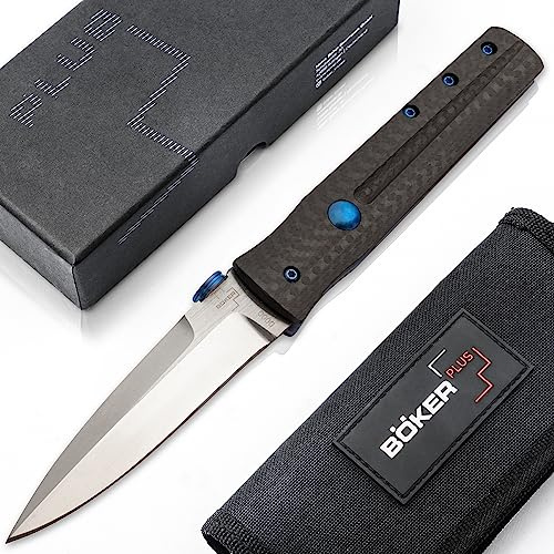 BÖKER PLUS® Icepic Dagger - Dolch Taschenmesser mit Daumen-Pin - flaches EDC Einhand-Messer mit Clip - Gentleman Klappmesser mit 8 cm VG10 Dolchklinge
