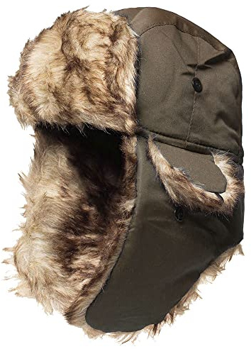 TKAS Winter-Bombermütze aus Kunstpelz, warme Mütze, Ushanka, russischer Trooper Trapper, Flieger, Schnee-Skimütze mit Ohrenklappen für kaltes Wetter (Braun)