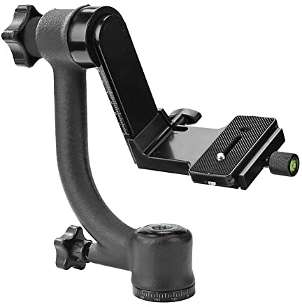 Kamerazubehör 360 Grad Vertical Pro Gimbal Stativkopf 1/4 Zoll Schraube Teleobjektiv Schnellwechselplatte für DSLR-Kamera
