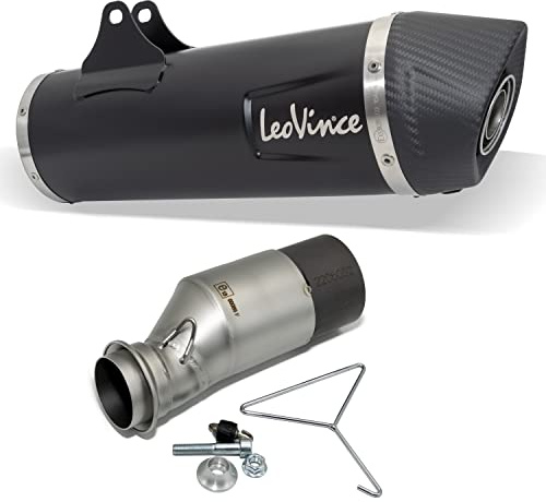 Endschalldämpfer/Auspuffanlage LeoVince SLIP-ON SBK, Edelstahl schwarz, Carbon Kappe, mit Zulassung für KTM 690 SMC R/Enduro mit Kat