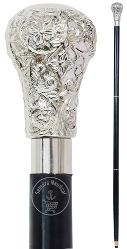 Samara Nautical Bat Masterson Cane Replica | Zinn-Messing-Griff Unisex Derby Cane Dekorative Verteidigung Viktorianische Gehstöcke für Männer | Leichter klassischer Gehstock