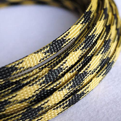 1meter Multicolour Insulated Braid Sleeving 4 6 8 10 12 14 20 25mm Tight PET Wire Cable Gland Protection Cable Sleeve-Black Yellow,30mm x 1meter