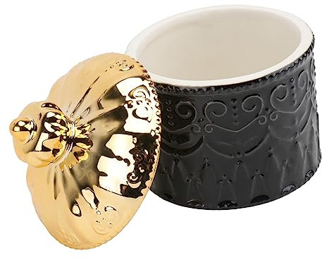 Garneck Keramik Schmuckaufbewahrungsbox Mit Deckel Vielseitige Desktop Sundry Box Für Schmuck Süßigkeiten Und Kleine Gegenstände Elegantes Geschenk Im Gold-schwarzen Design