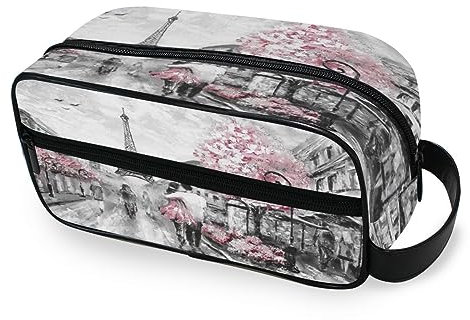 Borsa da toilette portatile con Torre Eiffel di Parigi, borsa da viaggio per pittura artistica, borsa per cosmetici multifunzione, borsa per cosmetici, borsa per cosmetici, borsa portaoggetti per