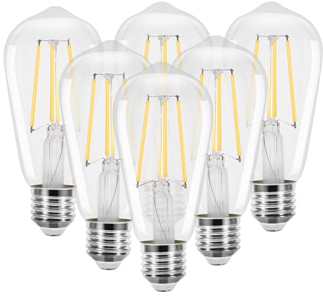 AUQUEE E27 LED Lampe, ST58 Antike LED Glühbirnen 6 W(ersetzt 60W), Led Birne 2700K Warmweiß, 800LM, Nicht Dimmbar, Lebensdauer über 25000h, E27 Leuchtmittel CRI 80+, 6er Pack