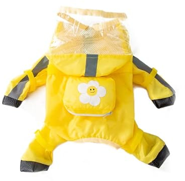SARUEL Hunde-Regenmantel,Wasserdicht,Mit Rucksack,Abnehmbarer,Reflektierender Regenmantel,Für Draußen,Für Teddy,Kleine Und Mittelgroße Hunde,Kleidung,Heimtierbedarf,GELB,S 1,5–2,5 Kg