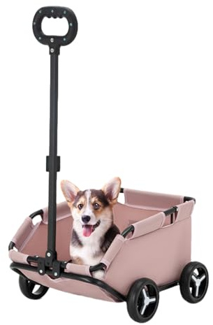 Transportwagen für kleine Haustiere, 7 kg tragbarer Haustierwagen mit Tragfähigkeit, leicht zu gleitender Hundewagen, Transportbox für kleine Haustiere