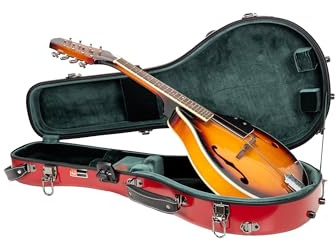 Crossrock Fiberglass A-Style Mandolin Case, with Accessory Compartment, Backpack Straps, TSA Lock-Red (CRF2020MARD)