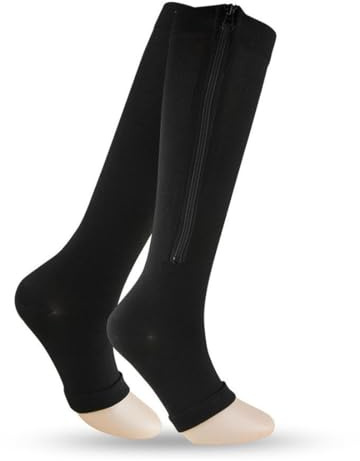 VJUYSW 1 Paires Bas De Contention Homme Femme, Chaussettes De Compression Zip Fermeture, Pour La Marche, La Course À Pied, 15-20 mmHg, Nylon, Unisex, Adultes, Actifs, Professionnels
