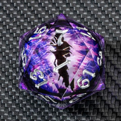 KERWELLSI Float Liquid Core Beholder Eye Single 33 mm D20 Würfel mit Geschenk-Box, Harz, 20-seitige D&D-DND-Würfel für Dungeons and Dragons, bunte, große, polyedrische Rollenspiel-Würfel, RPG, D und D