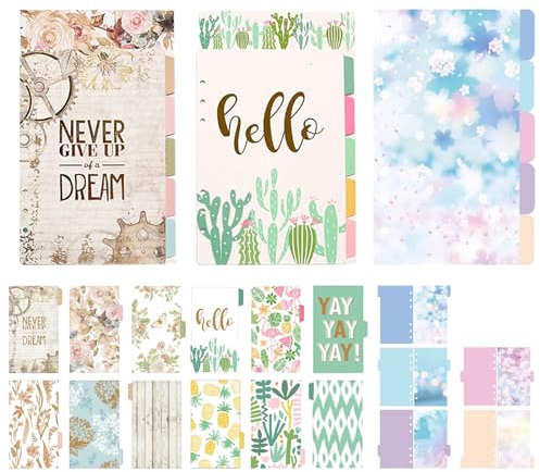 Dzmuero Trennblätter, 3 Sätze Trennblätter a5, Register a5, Binder-Trennblätter, Registerblätter, Scrapbook-Klassifizierungskarten, Klarer Druck, glatte Oberfläche, für 6-Loch-Loseblatt (140 x 210mm)