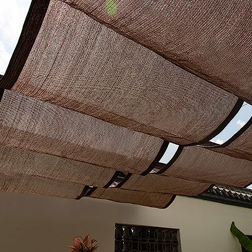 Sonnenschutz terrasse,beschattung für terrassenüberdachung,sonnenrollo terrassenüberdachung,Mit Montagezubehör wie Drahtseilen, geeignet für Balkone, Terrassen, Wintergärten(Color:Brown,Size:1.2 * 9)