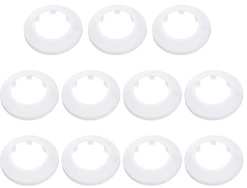 QUARKZMAN 11Pcs Cubierta de Tubería Decorativa 2.5 / 63 mm Cubierta de Tubería de Brida Decorativa de Plástico PP Placas de Fontanería Escudo de Drenaje de Agua Línea Blanco
