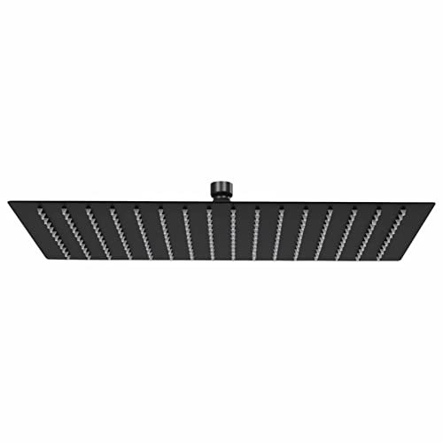 Brokky Testa Doccia a Pioggia Acciaio Inox 40x30 cm Rettangolare Nera-Acciaio Inox Soffione Doccia Docce fisse