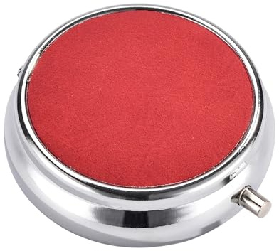 Taschen ASCHENBECHER Leder Ø5cm Deckel Metall rund Reiseaschenbecher 6-Varianten 72 (Rot)