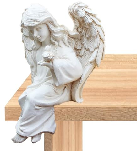 Mxshc Gartenengel-Statue für den Außenbereich,Engel-Gartenstatuen für den Außenbereich, Engelsfigur aus Kunstharz, Engelsskulpturen für den Außenbereich, Vintage-Skulptur für Kunst im Außenbereich,