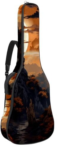 Gitarrentasche, 104 cm, doppelter verstellbarer Schultergurt, Akustikgitarre, Gigbag, Halloween-Schlossdekoration, 33 Gitarrenkoffer, wasserdichtes Oxford-Gewebe, dicker Schwamm,