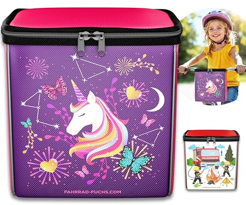 Lenkertasche Kinder Einhorn – Fahrradkorb Kinder vorne – für Woom Puky | Fahrradtasche Kinder Lenker, einfache Befestigung, wasserabweisend, mit Reflektor, passend für Roller, Laufrad, Dreirad