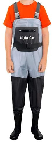 Night Cat Wathose Für Kinder Wathose mit Stiefeln Wasserdichte Atmungsaktive Crosswater Waders Blau