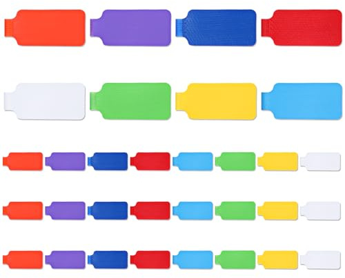 Ymapinc 32 Pcs Cable Labels 0.79 x 3.54 Cord Tags Writable Cable Wraps for Clear Writing Writable Self-Adhesive Hook and Loop Wire Labels for Cable Management (8 Colors)